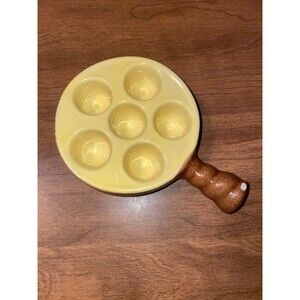 Modele Depose VTG Escargot Dish Made in France Yellow Brown Rustic *FLAWED*